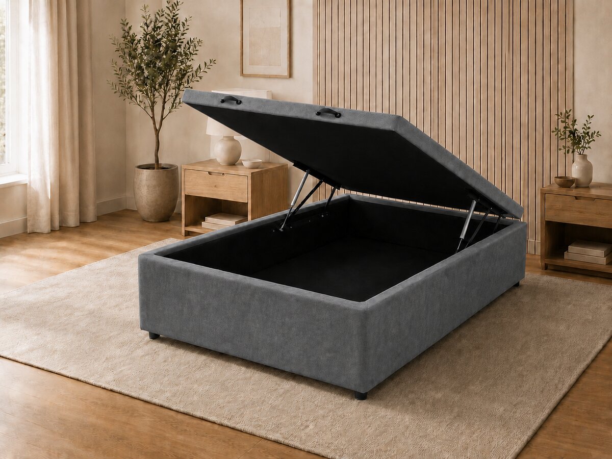 Base Cama Box Baú Casal Suede Cinza 138x188x37