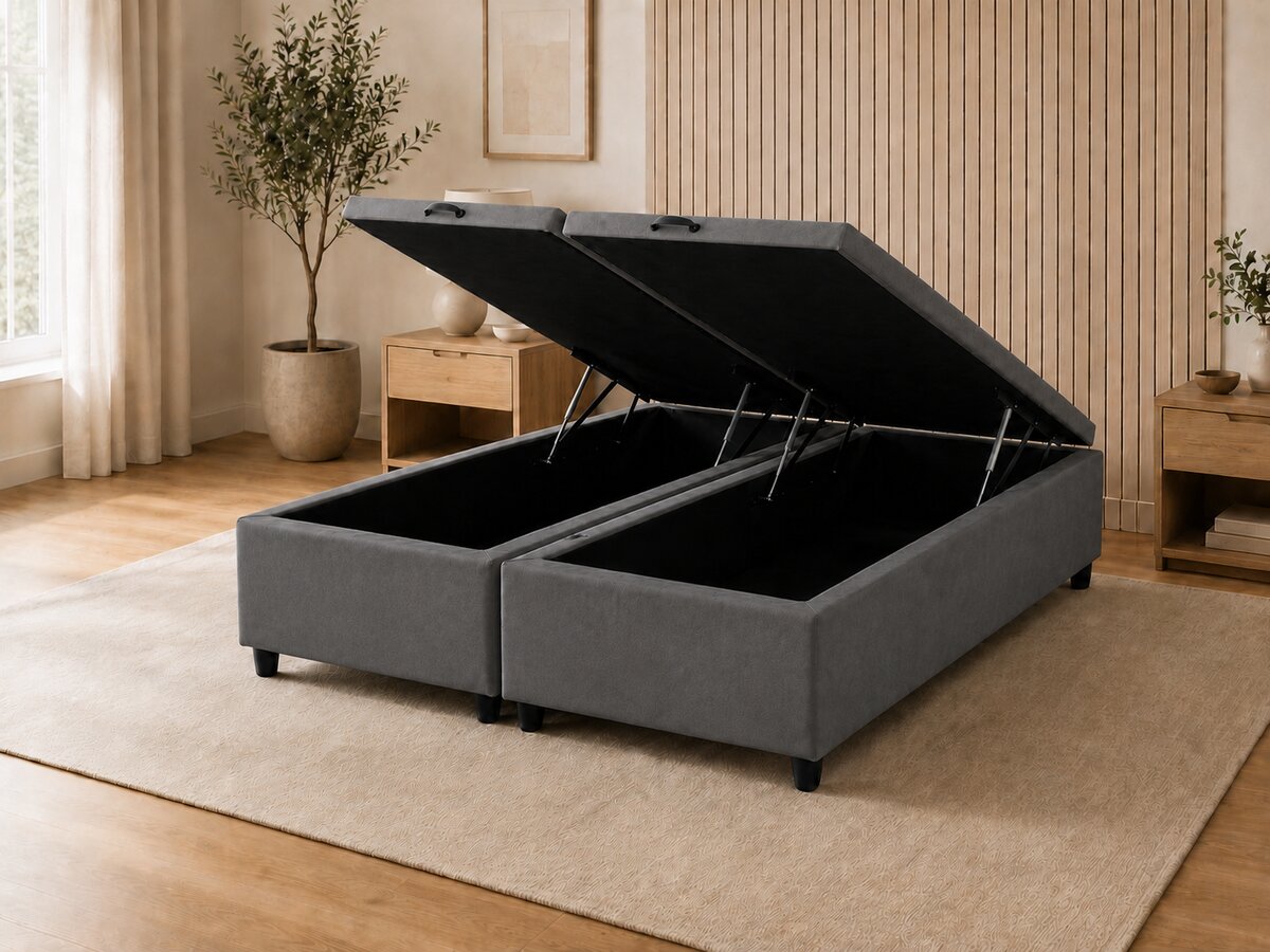Base Cama Box Baú Queen Suede Cinza 158x198x37