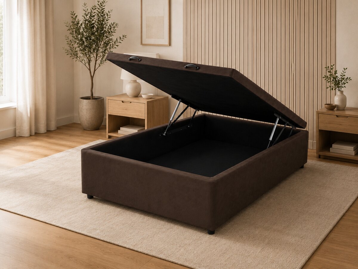 Base Cama Box Baú Casal Suede Marrom 138x188x37