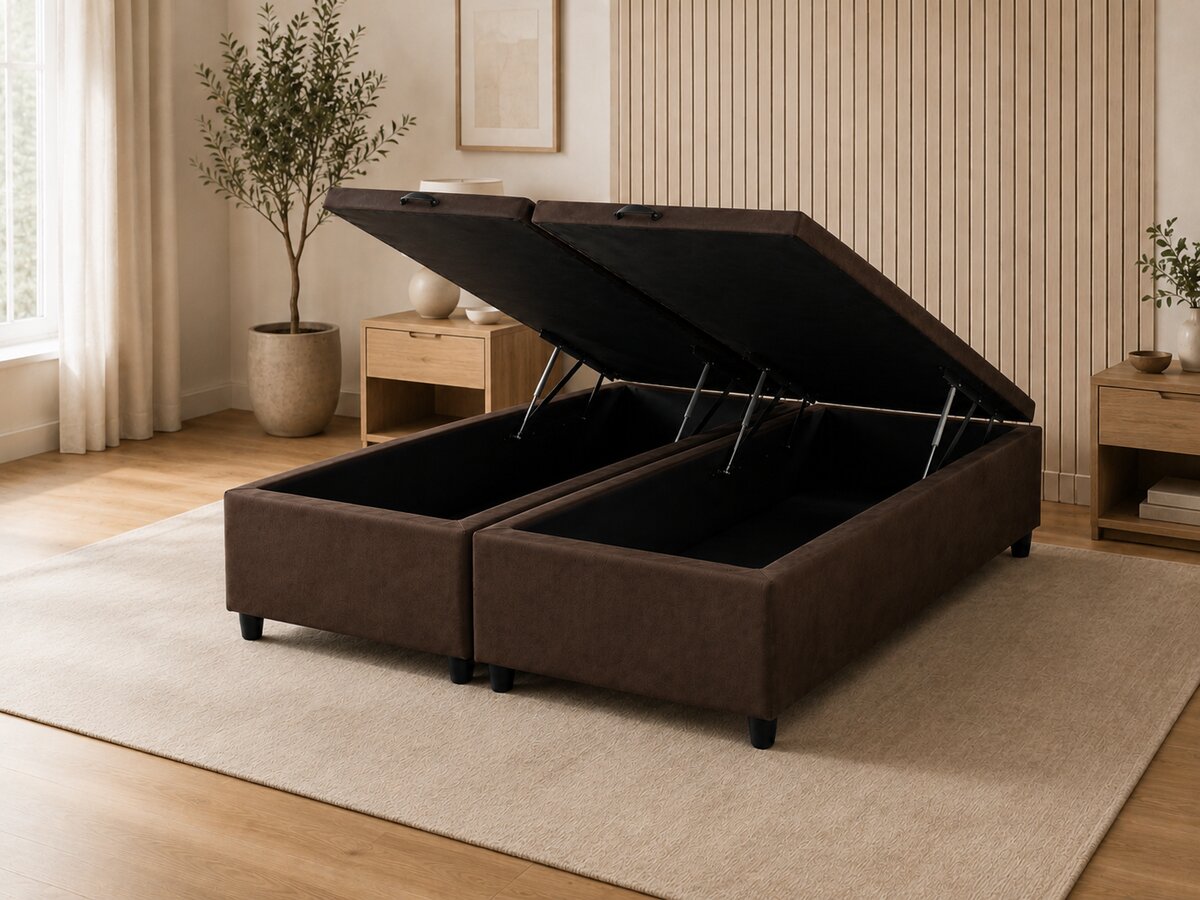 Base Cama Box Baú Queen Suede Marrom 158x198x37