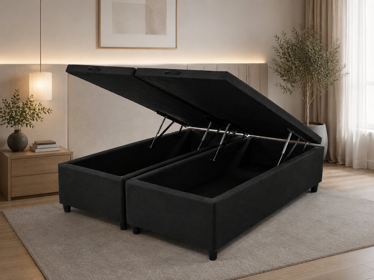Base Cama Box Baú Super King Suede Preto 193x203x37