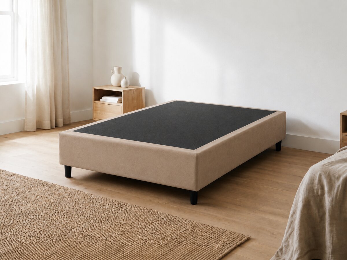 Base Cama Box Casal Suede Bege 138x188x40