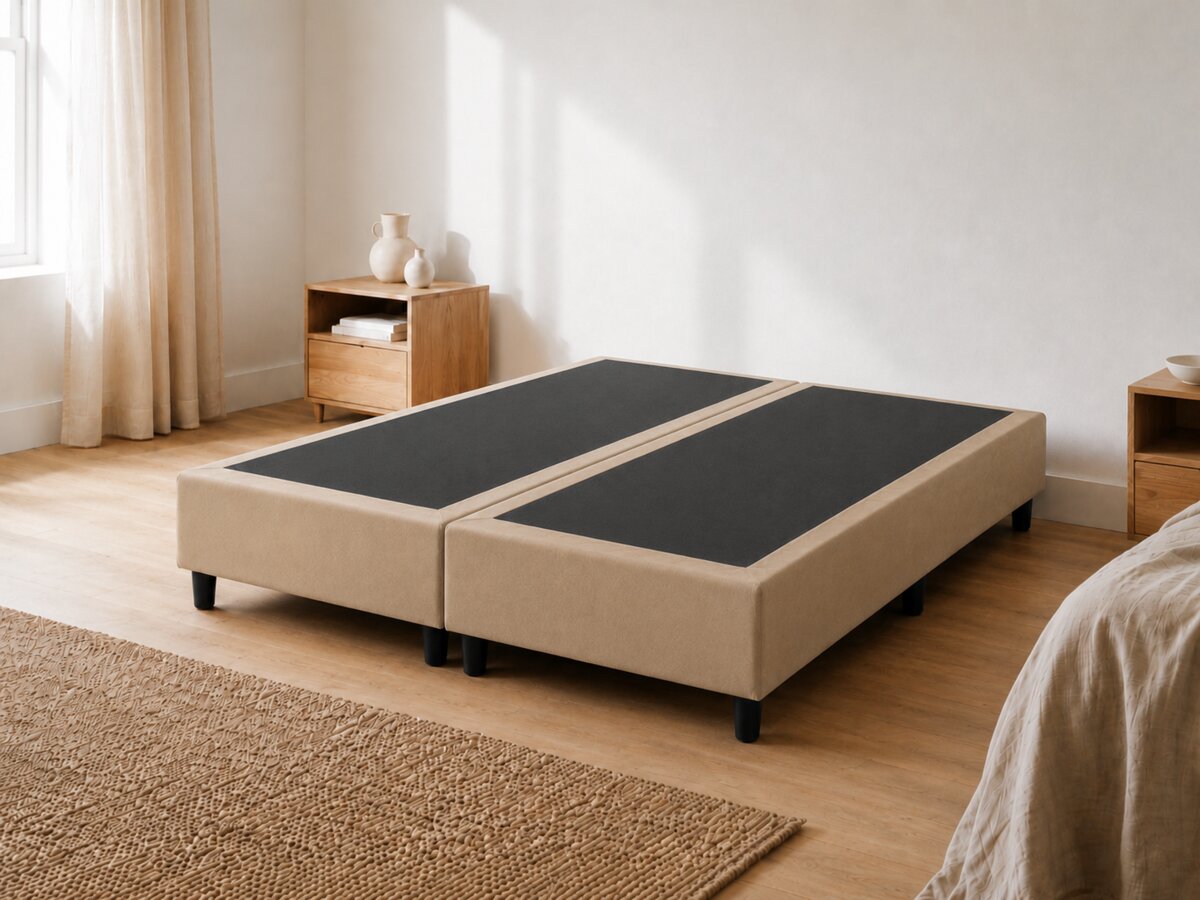 Base Cama Box King Suede Bege 193x203x40