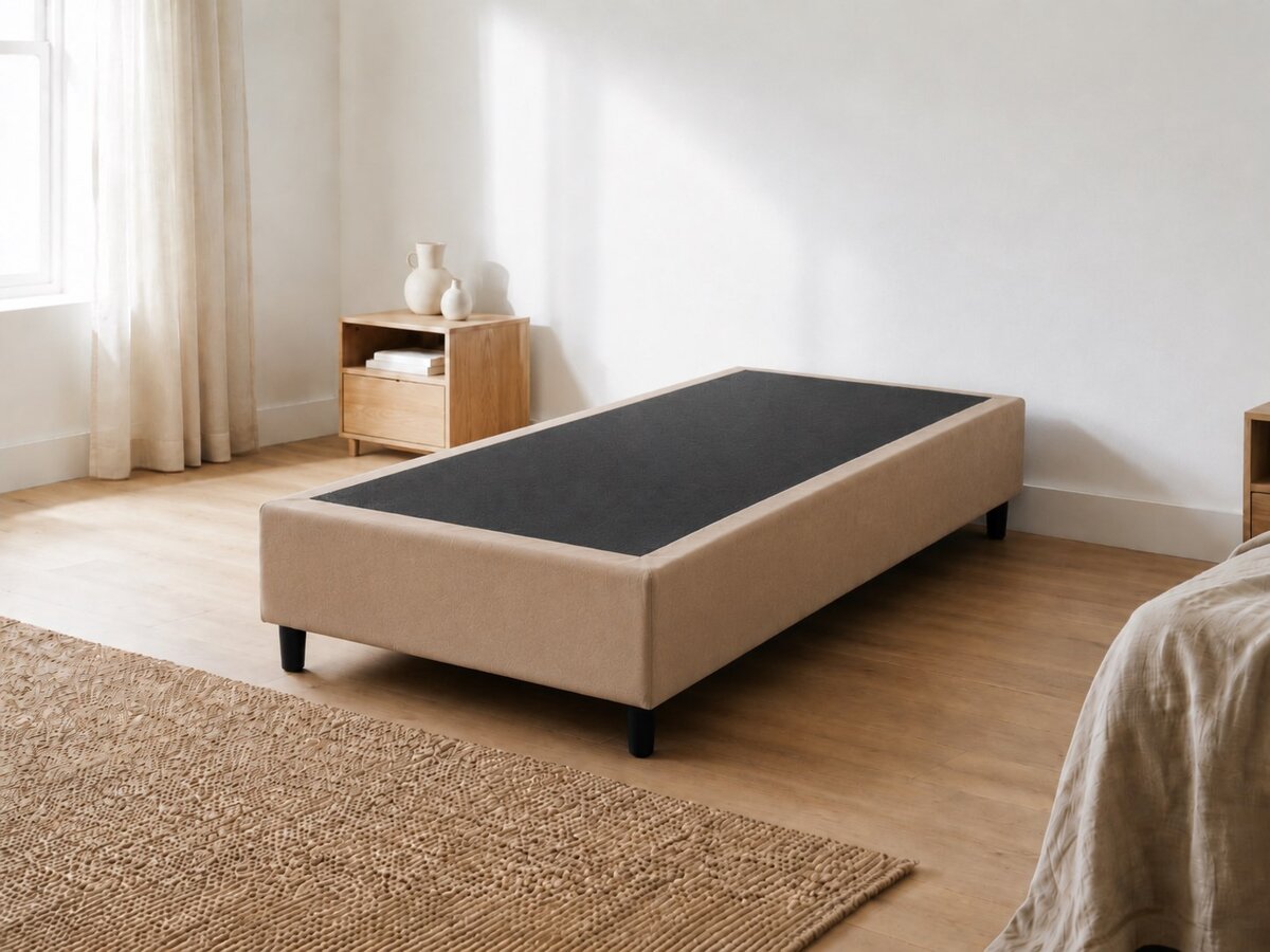 Base Cama Box Solteiro Suede Bege 88x188x40