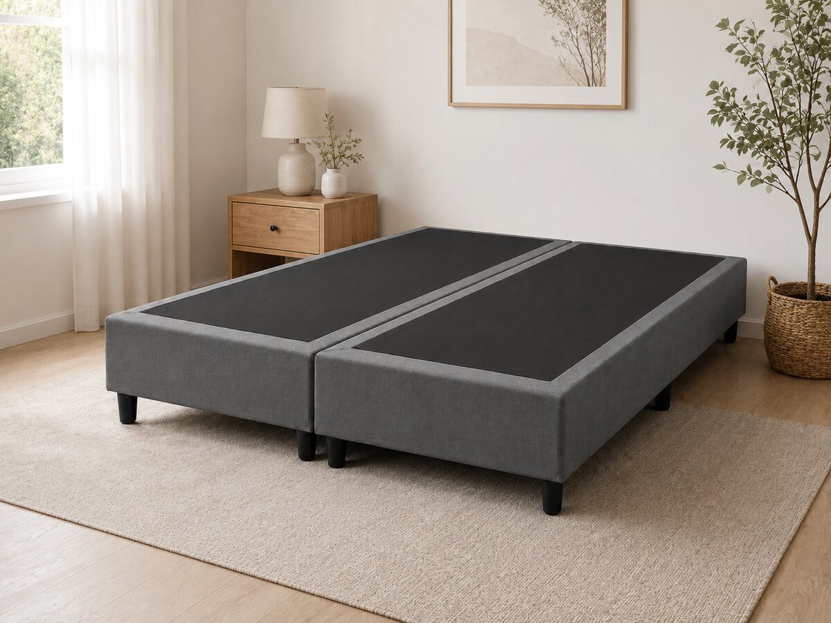 Base Cama Box King Suede Cinza 193x203x40