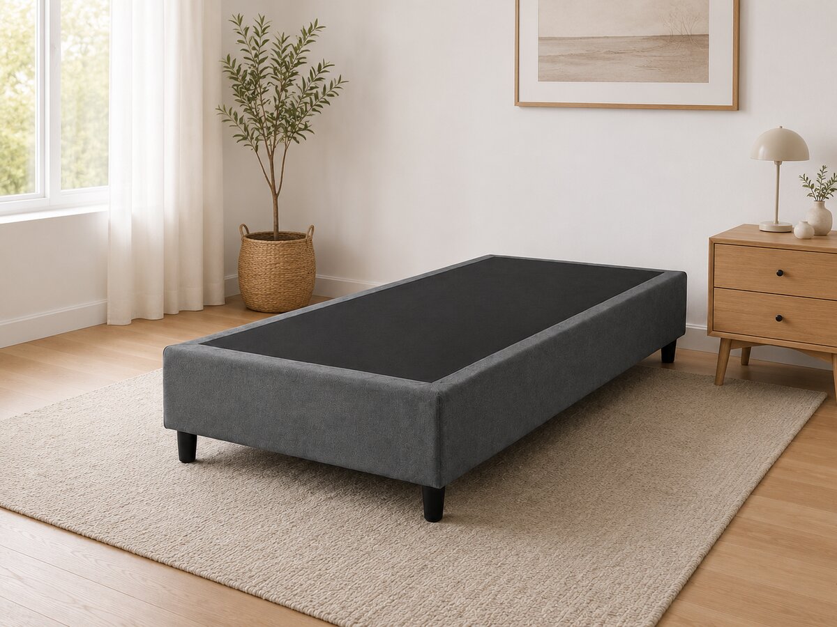 Base Cama Box Solteiro Suede Cinza 88x188x40
