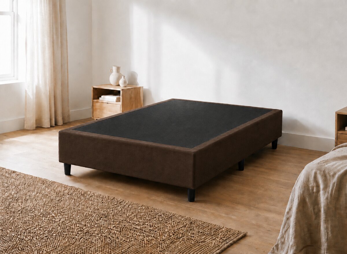 Base Cama Box Casal Suede Marrom 138x188x40