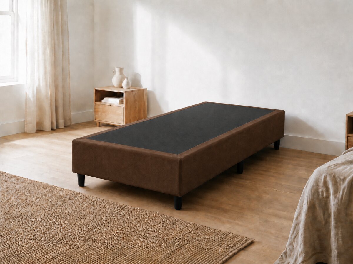 Base Cama Box Solteiro Suede Marrom 88x188x40