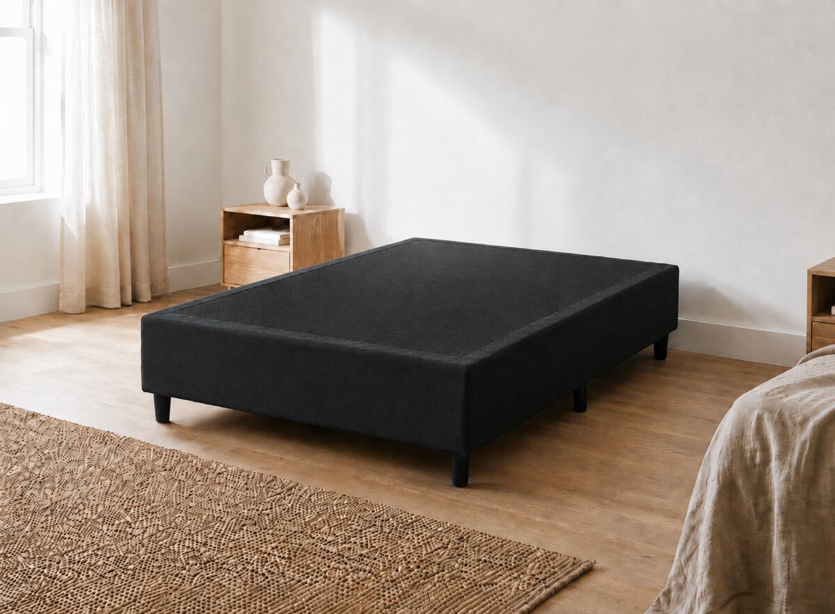Base Cama Box Casal Suede Preto 138x188x40