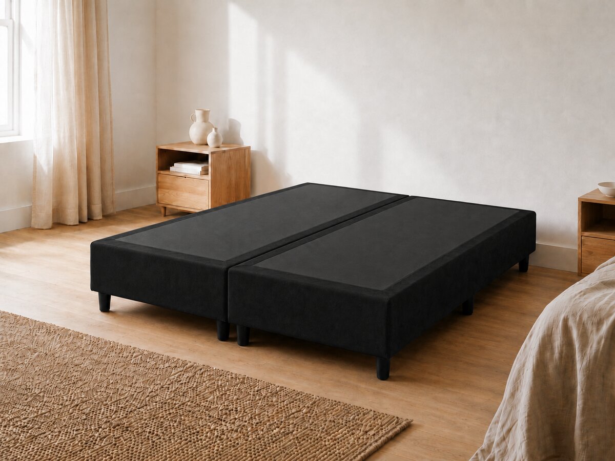 Base Cama Box King Suede Preto 193x203x40