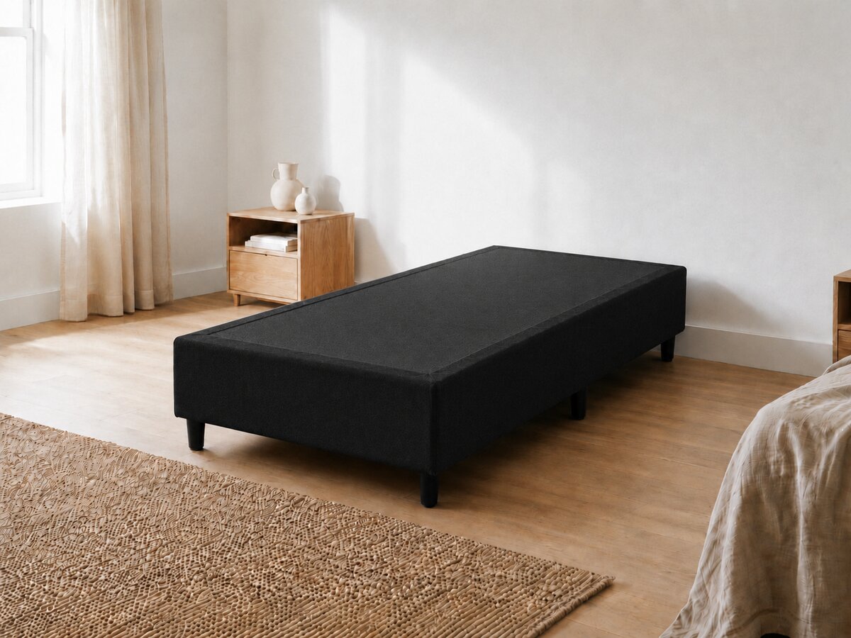 Base Cama Box Solteiro Suede Preto 88x188x40