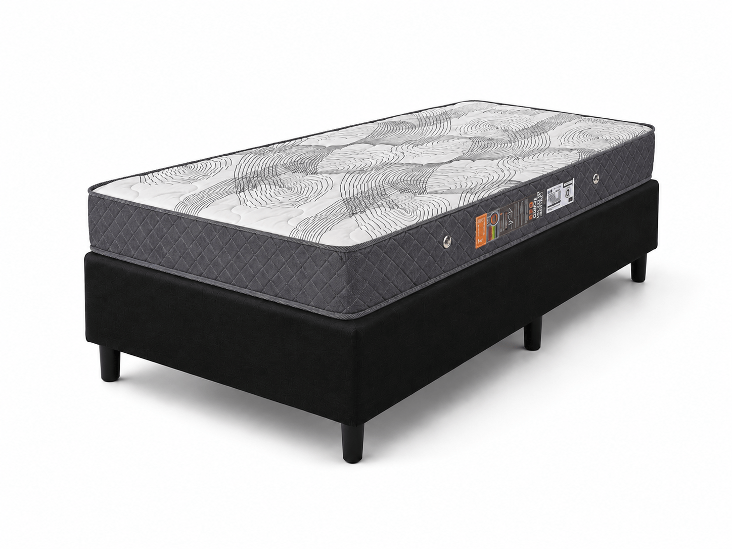 Cama Box Solteiro de Espuma D33 Ícaro Black 88x188x54