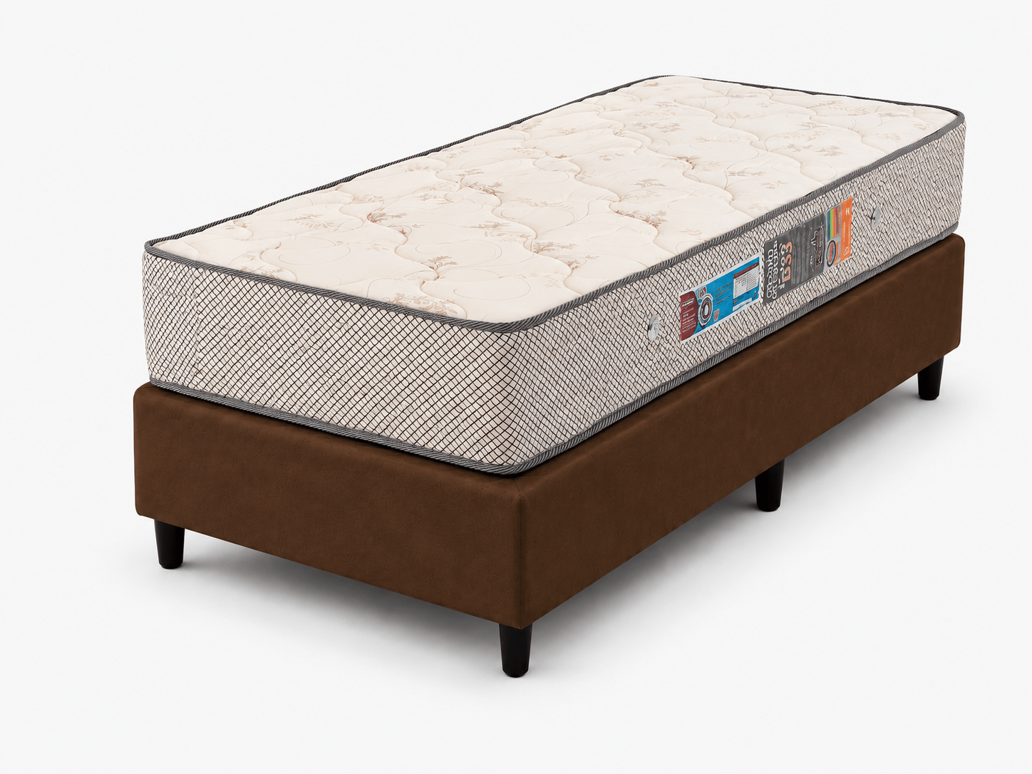 Cama Box Solteiro D33 Ícaro Suede Bege 88x188x65