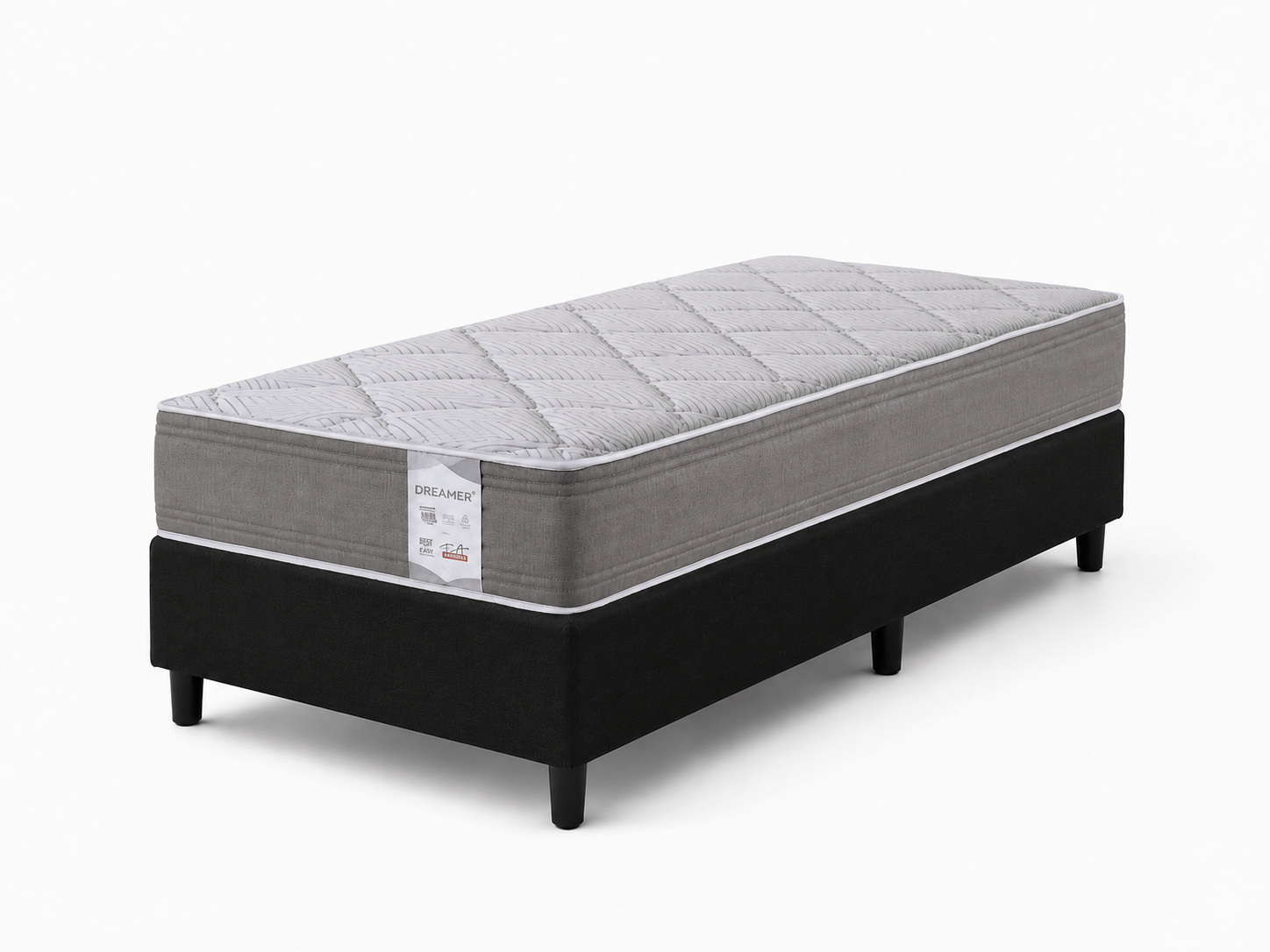 Cama Box Solteiro Dreamer Smart Suede Preto 88x188x65