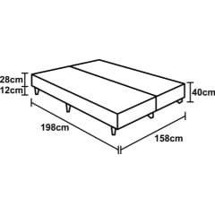 CAMA BOX QUEEN SIZE MOLAS ENSACADAS ESMERALDA 158X198X73