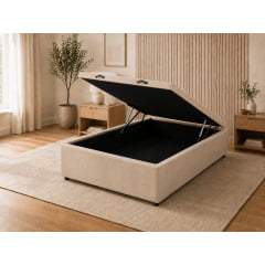 BASE PARA CAMA BOX BAÚ CASAL SUEDE BEGE 138X188X37 BASE PARA CAMA BOX BAÚ CASAL SUEDE BEGE 138X188X37