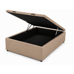 Base Cama Box Baú Casal Suede Bege 138x188x37