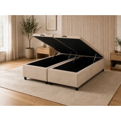 BASE PARA CAMA BOX BAÚ QUEEN SUEDE BEGE 158X198X37 BASE PARA CAMA BOX BAÚ QUEEN SUEDE BEGE 158X198X37