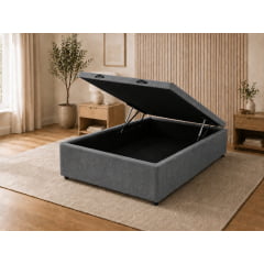 BASE PARA CAMA BOX BAÚ CASAL SUEDE CINZA 138X188X37 BASE PARA CAMA BOX BAÚ CASAL SUEDE CINZA 138X188X37