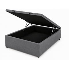 Base Cama Box Baú Casal Suede Cinza 138x188x37