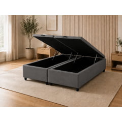 BASE PARA CAMA BOX BAÚ QUEEN SUEDE CINZA 158X198X37 BASE PARA CAMA BOX BAÚ QUEEN SUEDE CINZA 158X198X37