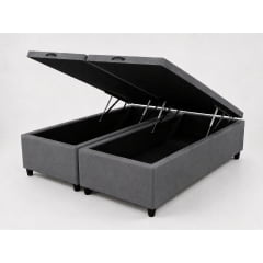 Base Cama Box Baú Queen Suede Cinza 158x198x37