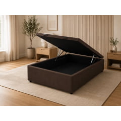 BASE PARA CAMA BOX BAÚ CASAL SUEDE MARROM 138X188X37 BASE PARA CAMA BOX BAÚ CASAL SUEDE MARROM 138X188X37