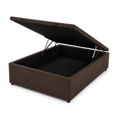 Base Cama Box Baú Casal Suede Marrom 138x188x37