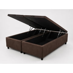 Base Cama Box Baú Queen Suede Marrom 158x198x37