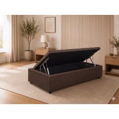 BASE PARA CAMA BOX BAÚ SOLTEIRO SUEDE MARROM 88X188X37 BASE PARA CAMA BOX BAÚ SOLTEIRO SUEDE MARROM 88X188X37