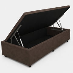 Base Cama Box Baú Solteiro Suede Marrom 88x188x37