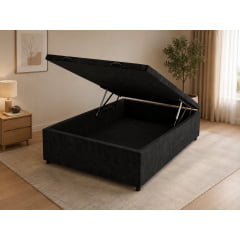 BASE PARA CAMA BOX BAÚ CASAL SUEDE PRETO 138X188X37 BASE PARA CAMA BOX BAÚ CASAL SUEDE PRETO 138X188X37