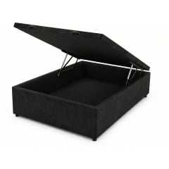 Base Cama Box Baú Casal Suede Preto 138x188x37