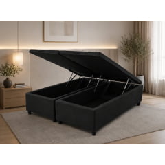 BASE PARA CAMA BOX BAÚ QUEEN SUEDE PRETO 158X198X37 BASE PARA CAMA BOX BAÚ QUEEN SUEDE PRETO 158X198X37