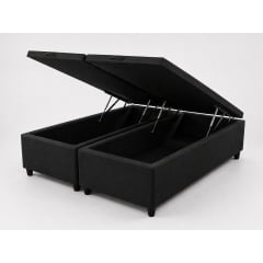 Base Cama Box Baú Super King Suede Preto 193x203x37