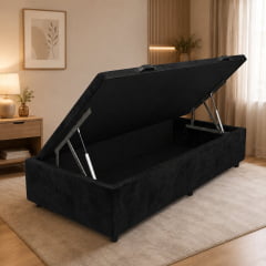 BASE PARA CAMA BOX BAÚ SOLTEIRO SUEDE PRETO 88X188X37 BASE PARA CAMA BOX BAÚ SOLTEIRO SUEDE PRETO 88X188X37