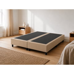 BASE PARA CAMA BOX QUEEN SUEDE BEGE 158X198X40