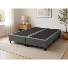 BASE PARA CAMA BOX QUEEN SUEDE CINZA 158X198X40