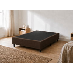 BASE PARA CAMA BOX CASAL SUEDE MARROM 138X188X40