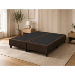 BASE PARA CAMA BOX QUEEN SUEDE MARROM 158X198X40