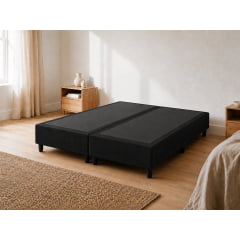 BASE PARA CAMA BOX QUEEN SUEDE PRETO 158X198X40
