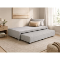 BOX BICAMA VIÚVA C/ AUXILIAR DE MOLAS ENSACADAS PRIME CINZA 97X203X38