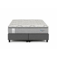CAMA BOX SUPER KING PRO MAX PREMIUM GEL COM BASE SUEDE CINZA 193X203X74